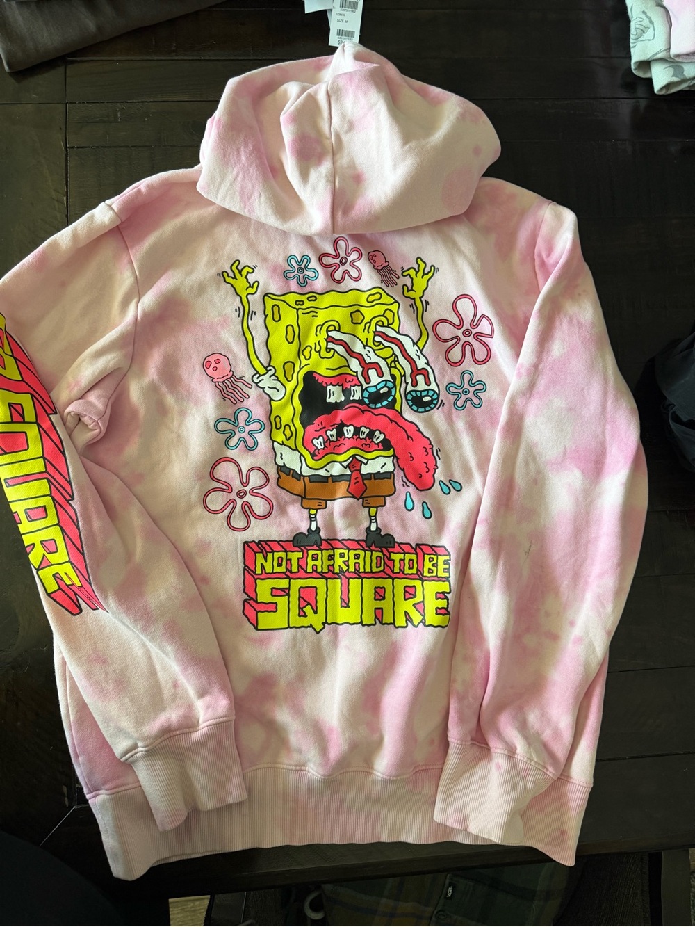 H&M Pink Tie-Dye SpongeBob Graphic Hoodie